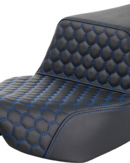 Saddlemen Step-Up Seat Extended Reach Honeycomb Blue Stitch FL 2023-2024