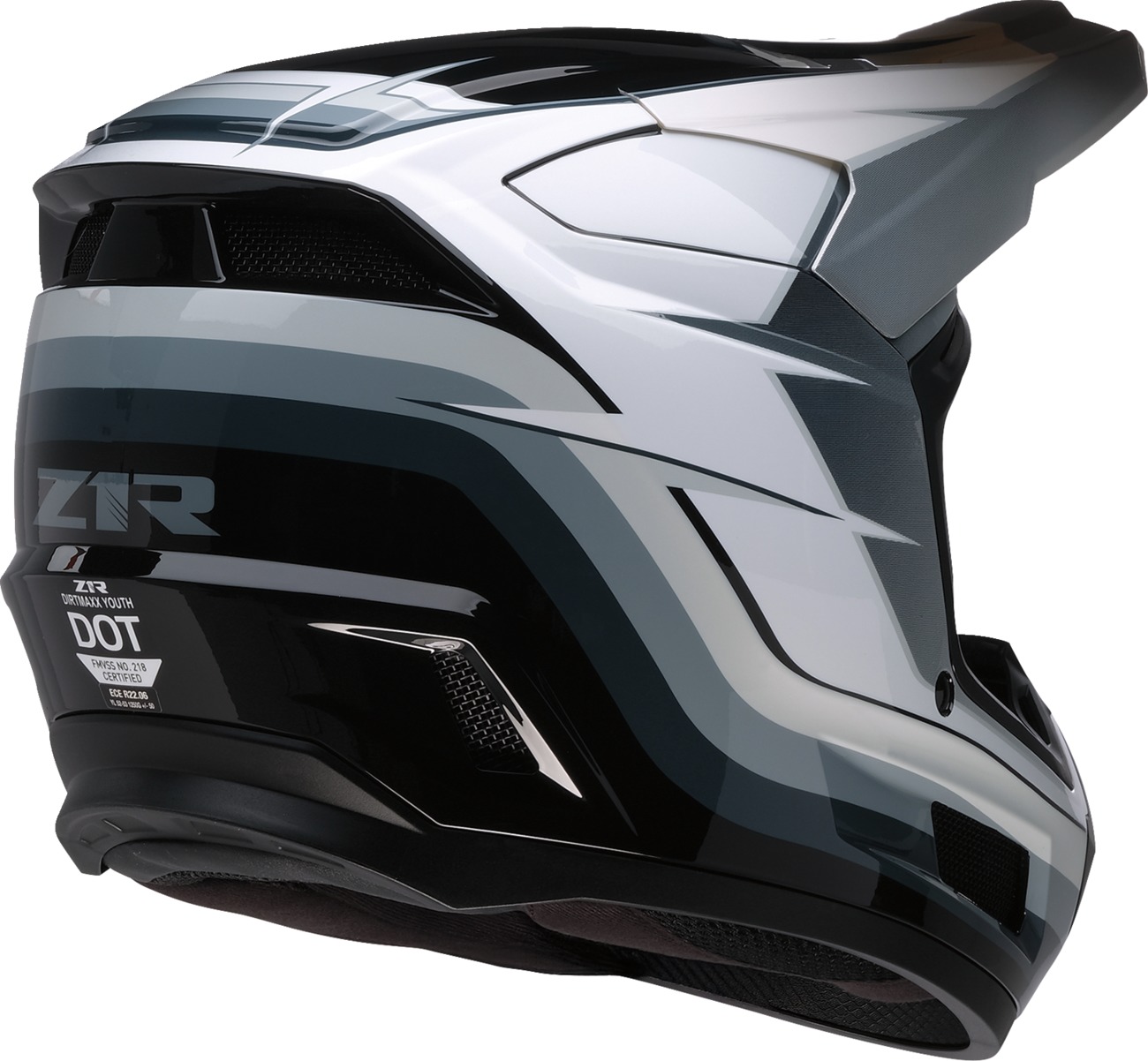 Z1R Youth Dirt Maxx Vortex Helmet Black/White/Gray Small - Image 4