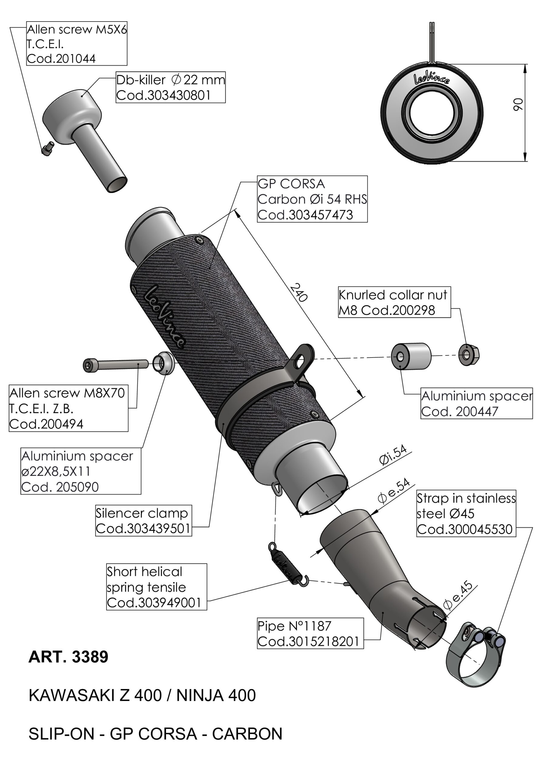 GP Corsa Carbon Fiber Slip On Exhaust Muffler - Image 3