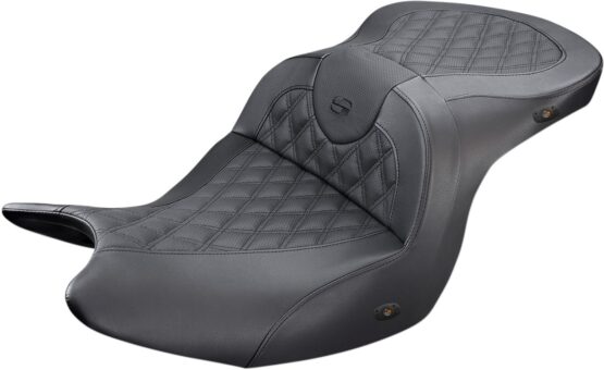 Heated Road Sofa Lattice Stitched 2-Up Seat - Black