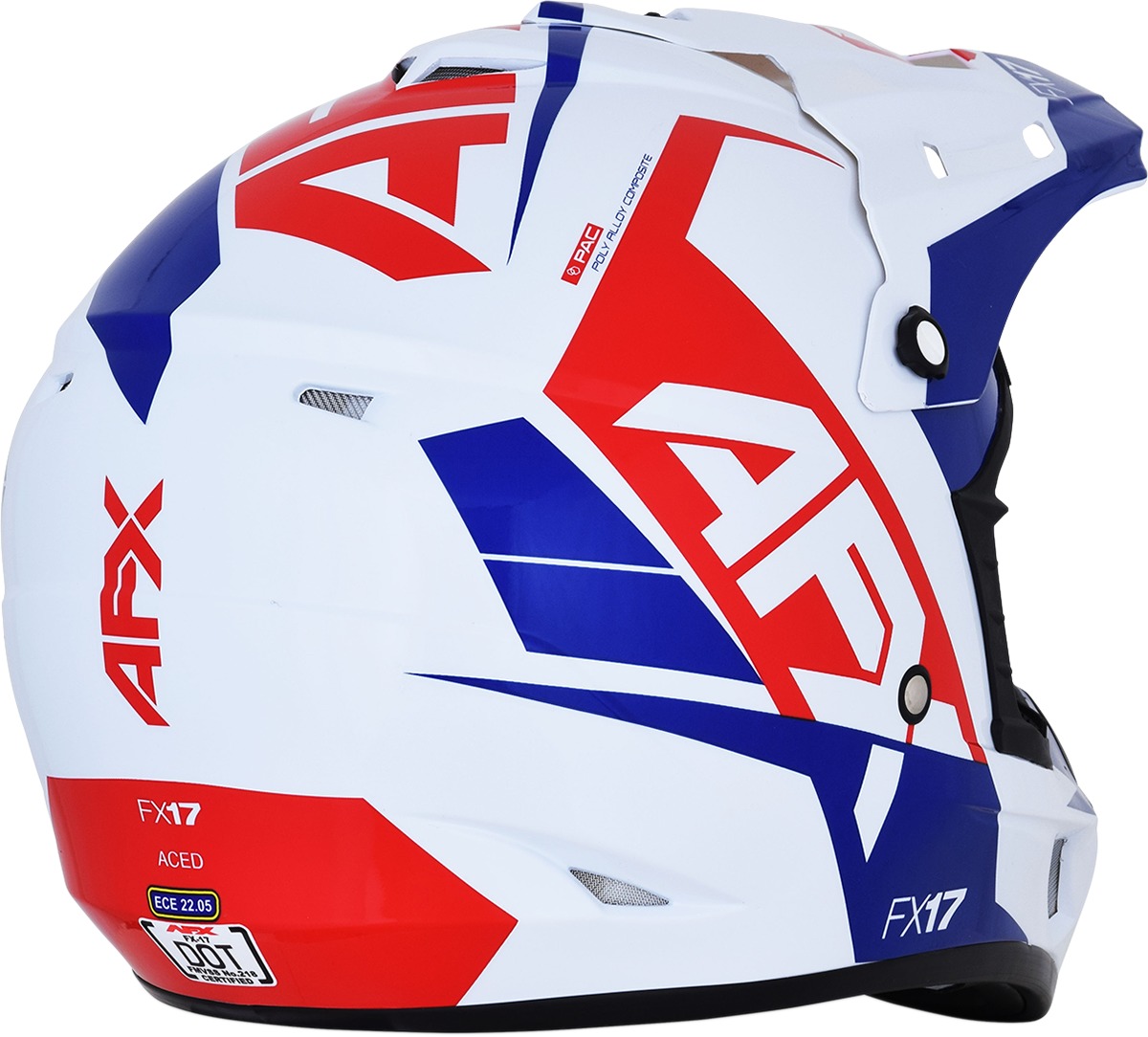 FX-17 Full Face Offroad Helmet Blue/Red/White Large - Image 9