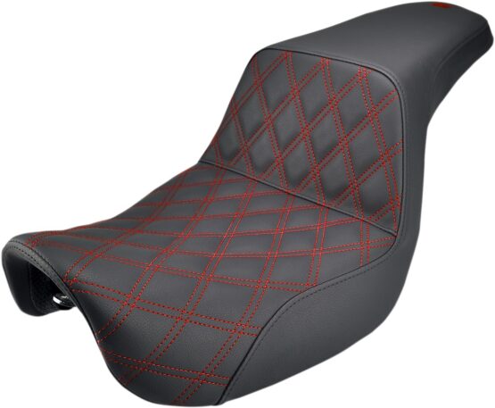 Step-Up Lattice Stitched 2-Up Seat Black/Red Gel