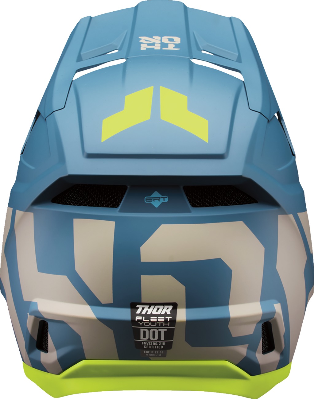 Thor Youth Fleet Forge Helmet Matte Fluorescent Yellow/Blue S - Image 4