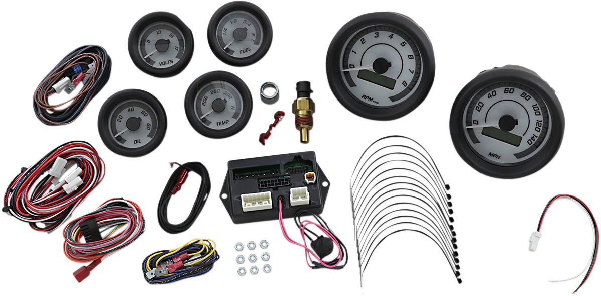 Dakota Digital MVX Six-Gauge Kit White/Grey Black Bezel - Image 4