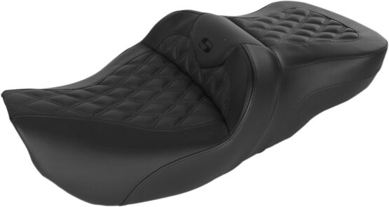 Road Sofa Lattice Stitched Leather 2-Up Seat Black Gel