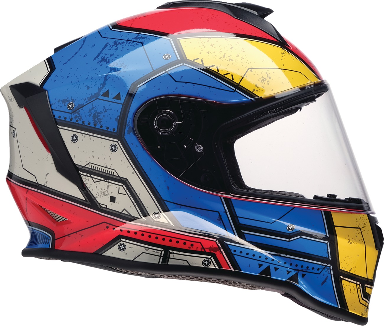 Z1R Youth Warrant Sentinel Helmet - Large, Gray/Blue/Yellow/Red - Image 4