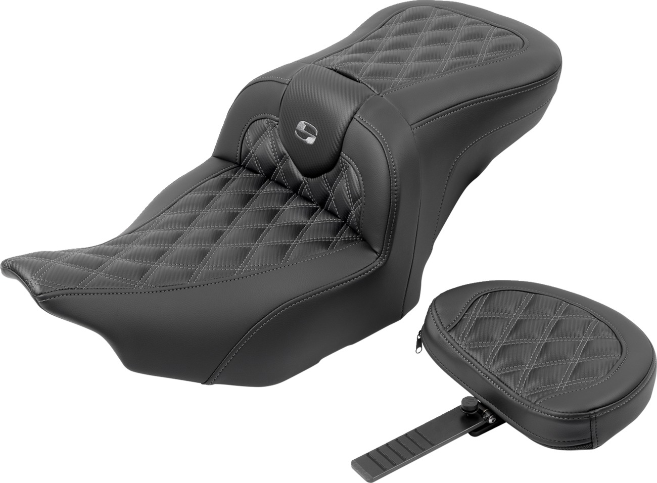 Saddlemen RoadSofa Seat with Backrest Carbon Fiber Lattice Gray FLTR/FLHX 23-24 - Image 4