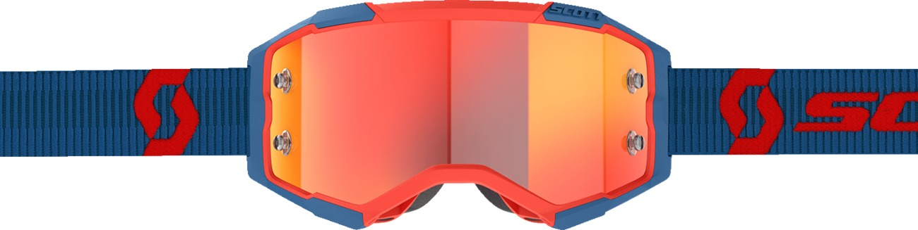 Scott Fury Goggle Dark Blue Neon Red Orange Chrome Lens Adult - Image 3