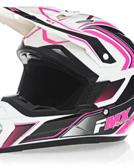 FMX N-600 Medium Motocross Helmet, White & Pink, Double D Closure, DOT Approved