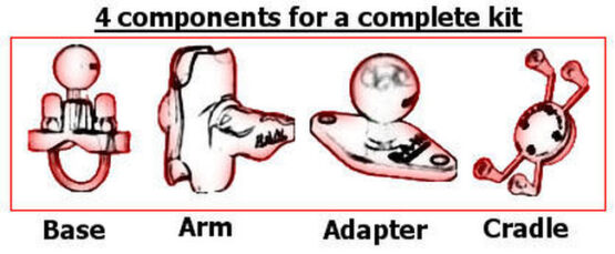 Ram Kit - Hand Gun Holster Rail w/Rail Mount Base & Dual Socket Arm - Image 2