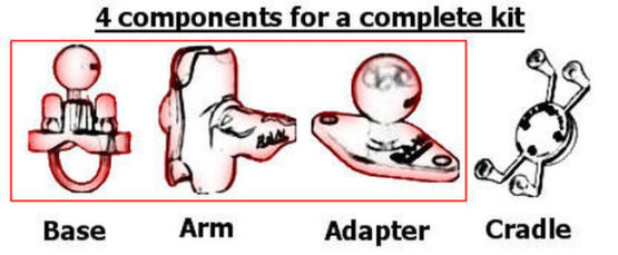 Motorcycle Fork Stem Mount w/ Diamond Base Adapter - Image 7