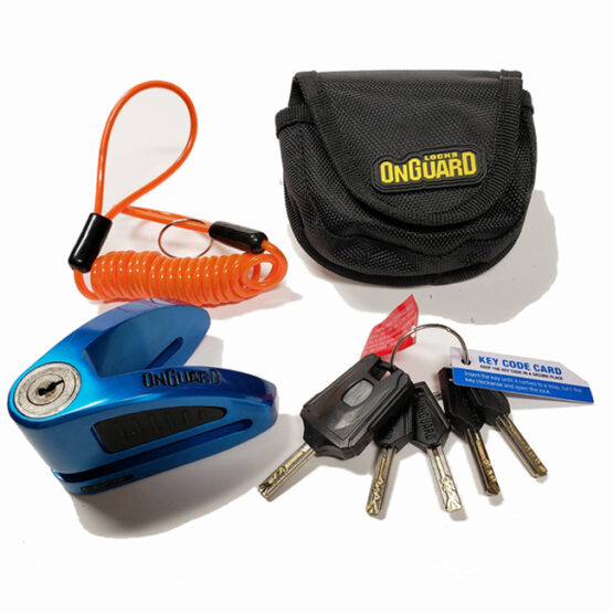 On Guard Locks Boxer Disc Lock Blue - 10mm Pin with Pouch & Reminder