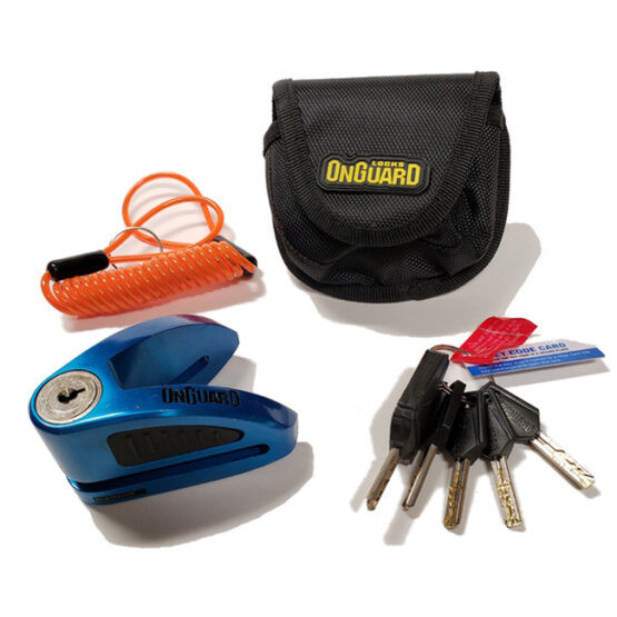 On Guard Locks Boxer Disc Lock Blue - 8mm Pin with Pouch & Reminder