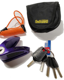 On Guard Boxer Purple Disc Lock 8mm Pin with Pouch & Reminder