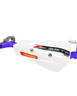 Drop Handguard Handlebar Armor / XC Flasher Protector Kit 1-1/8" White / Blue