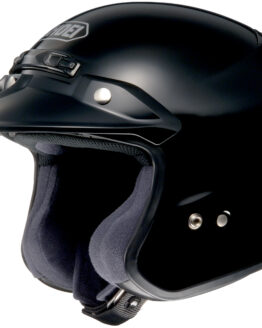 RJ Platinum R Solid Black 3/4 Open-Face Motorcycle Helmet Large