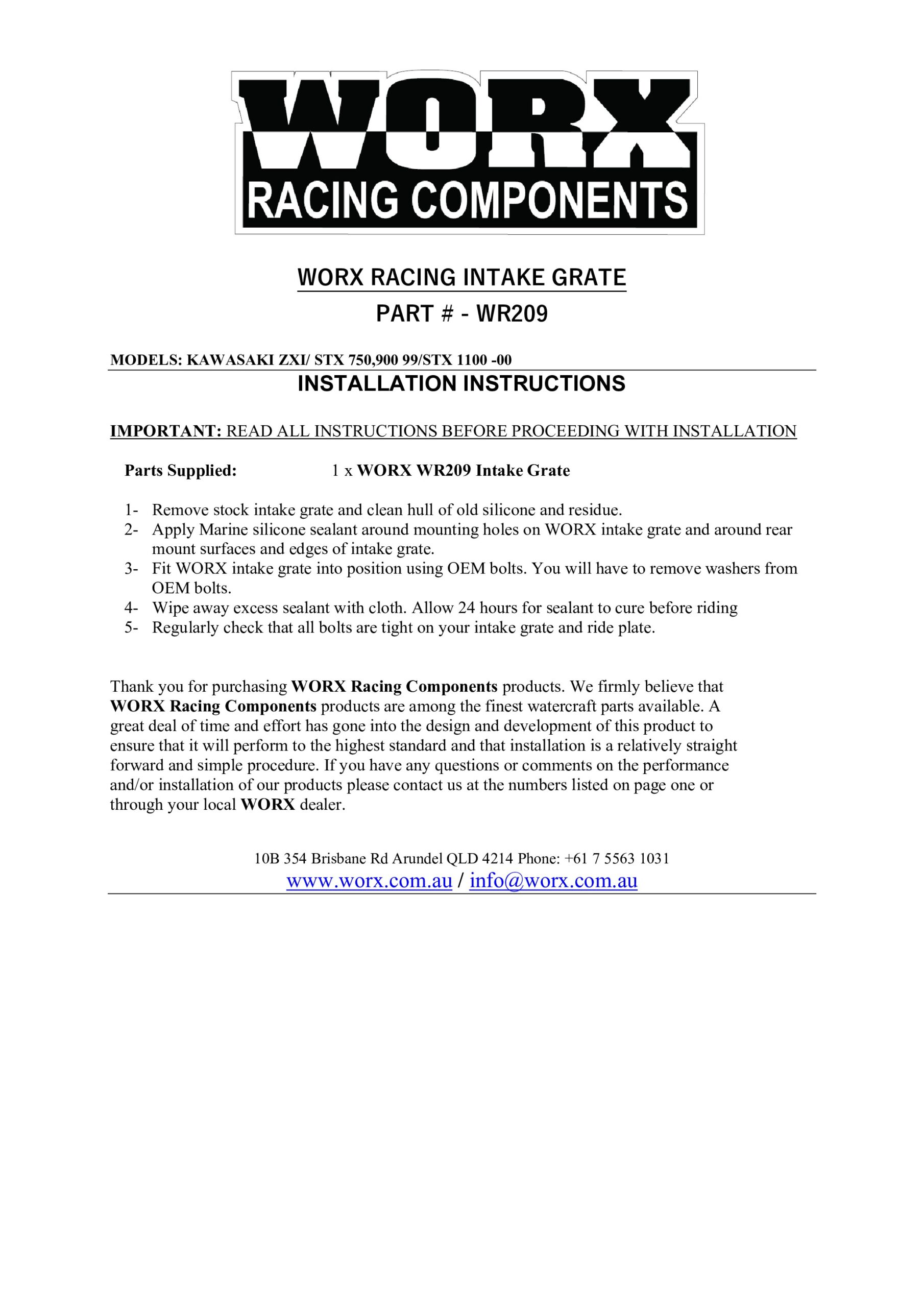 WORX Racing Maxiloader Intake Grate For Kawasaki ZXI, STX 1100, STX 750/900 - Image 3