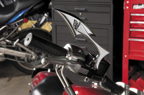 Sickle Style Motorcycle Chrome Mirror Pair - Image 3