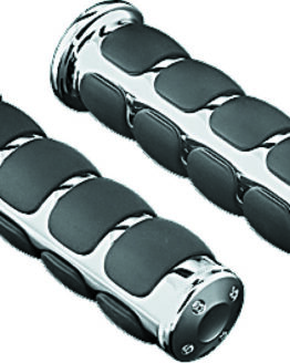Kuryakyn Universal ISO Hand Grips Chrome & Black for 7/8in Bars