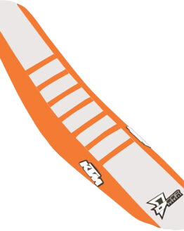 D'Cor Seat Cover Orange/White w/Orange Ribs Fits 2019 KTM SX/F XCF