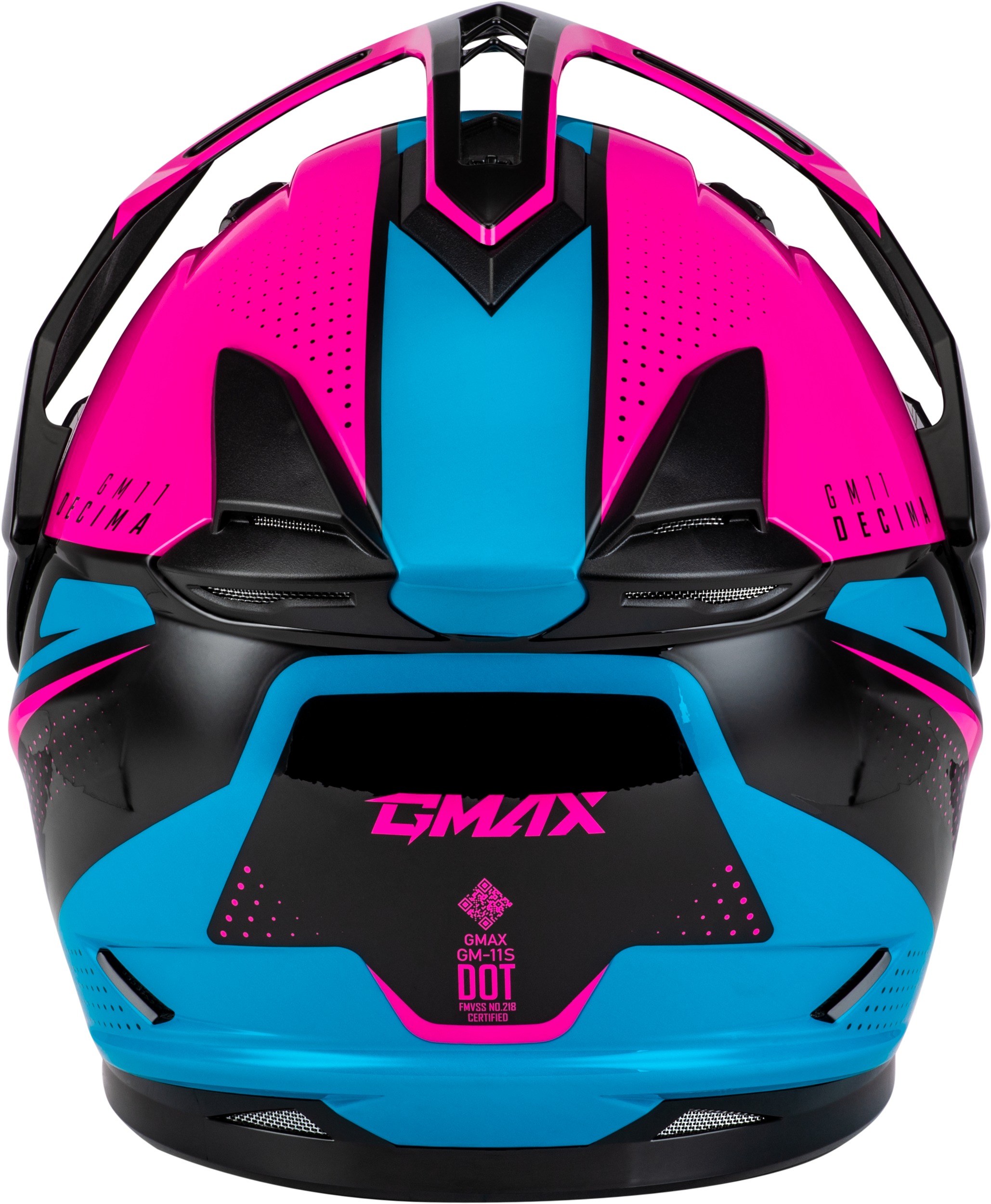 GMAX GM-11 Decima Helmet Black/Pink/Blue XS Women's Dual Sport - Image 4