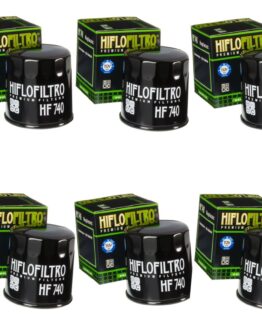 HiFloFiltro HF740 Oil Filter 6‑Pack Black Replaces Yamaha 69J‑13440