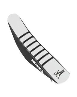 Gripper Seat Cover Black/White w/Ribs by D'Cor Fits Honda CRF250R CRF450R