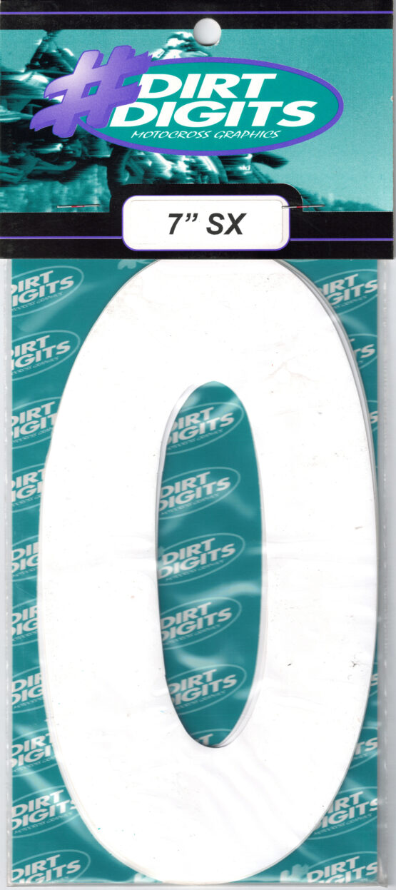 #0 7" Tall White "SX" Stick-On Race Numbers - 3 Pack