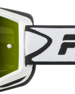 Fly Racing Zone Goggles White/Black Iridescent Green Mirror Lens