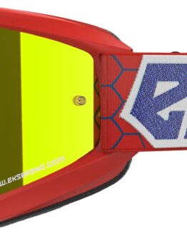 EKS Brand Flat Out Mirror Goggle Red/White/Blue Metallic Gold Mirror