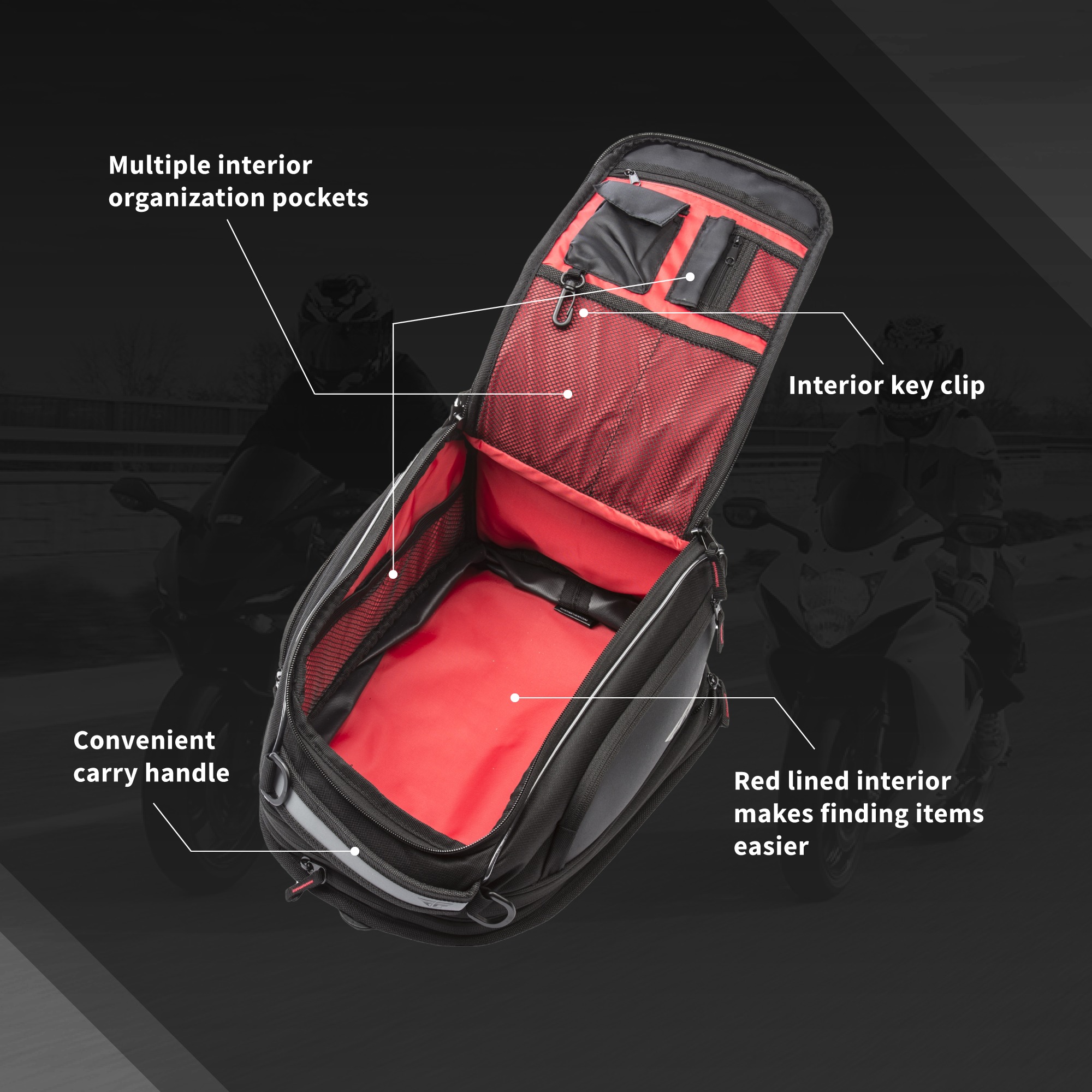 Fly Racing Medium Tank Bag 11-20L Street Motorcycle Luggage Black - Image 11