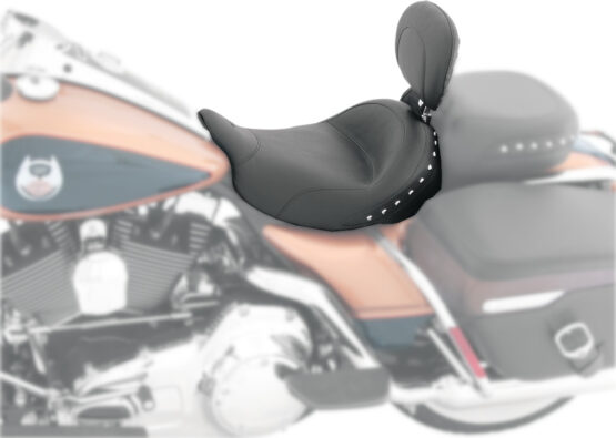 Wide Studded Naugahyde Solo Seat w/Backrest