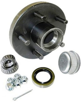 High Speed 5 Hole Trailer Hub 1 Inch Bearing Complete Kit