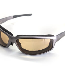 M4 Riding Glasses, Gray Metal Frame w/ Light Adjusting Anti-Fog Lens & Foam Pad