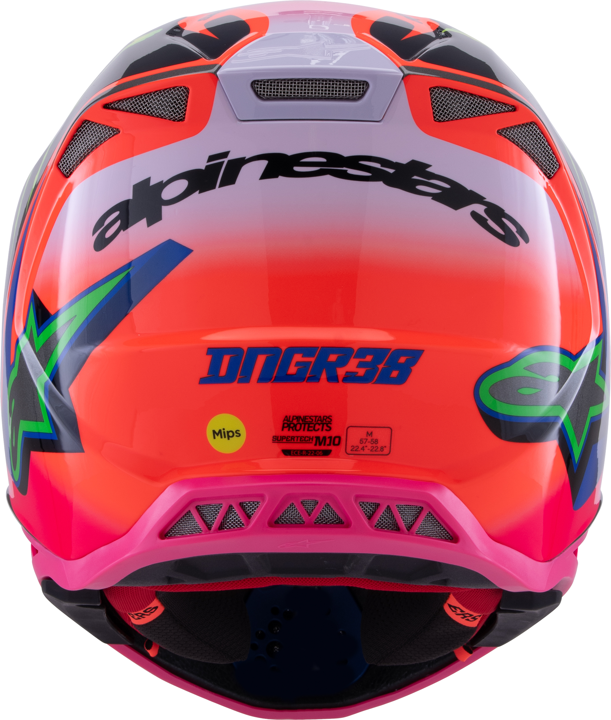 Alpinestars S-M10 Deegan Helmet XS Orange Fluo Purple Pink - Image 4