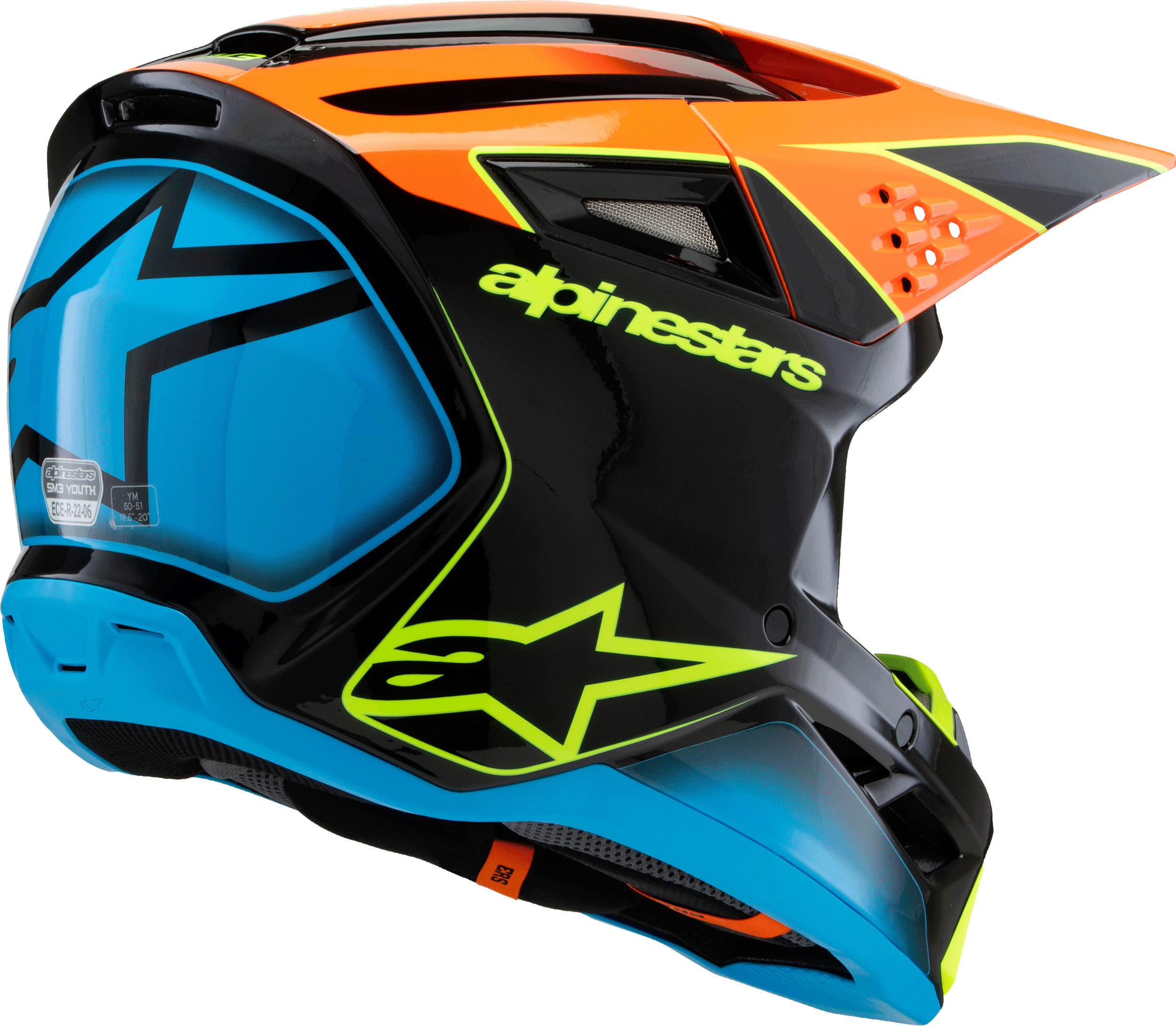 Alpinestars SM3 Youth Fray Helmet Black/Orange YM - Image 5