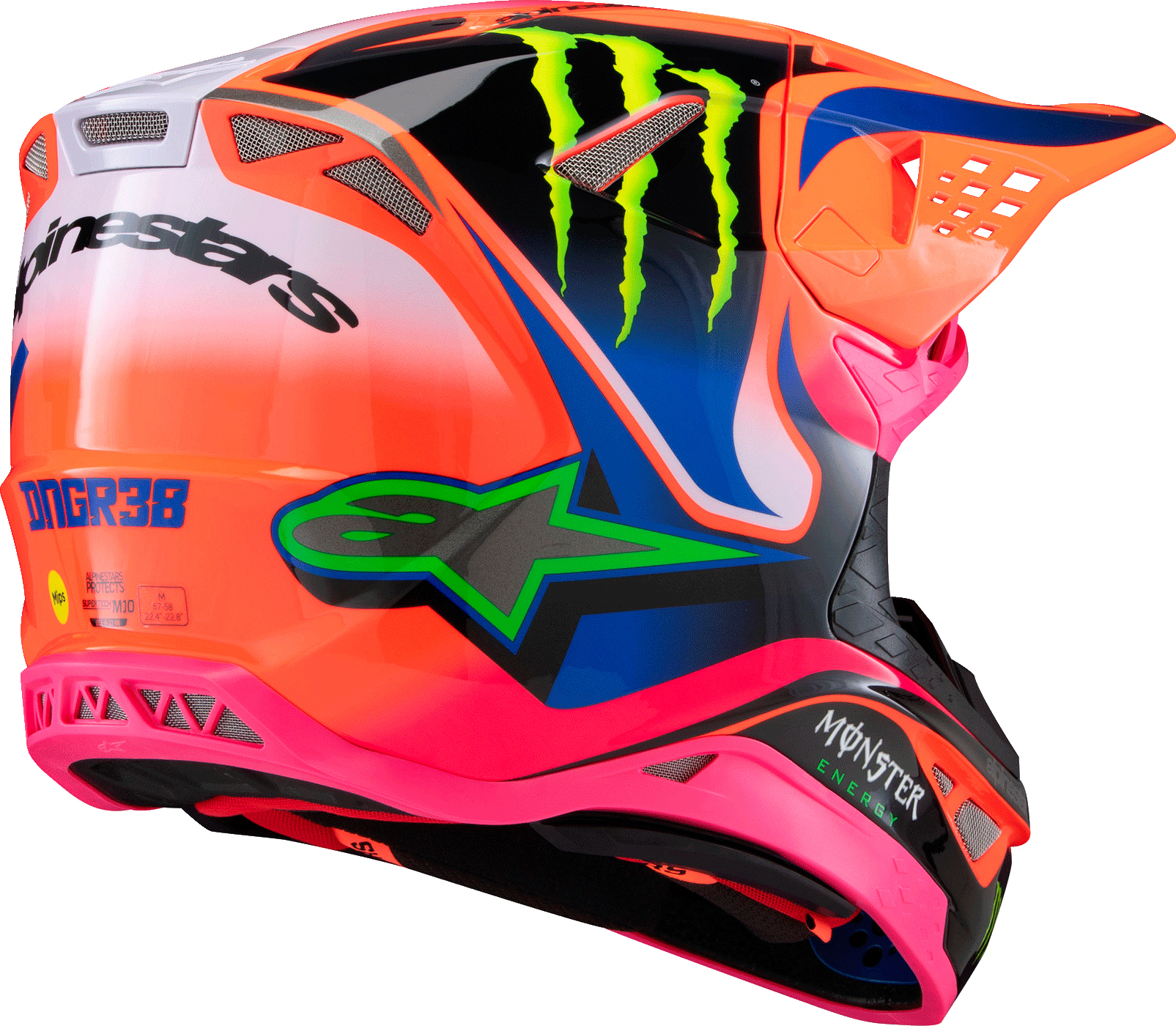 Alpinestars S-M10 Deegan Helmet XS Orange Fluo Purple Pink - Image 6