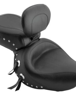 Touring Concho Studded Vinyl 2-Up Seat Black w/Backrest