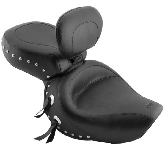 Touring Concho Studded Vinyl 2-Up Seat Black w/Backrest