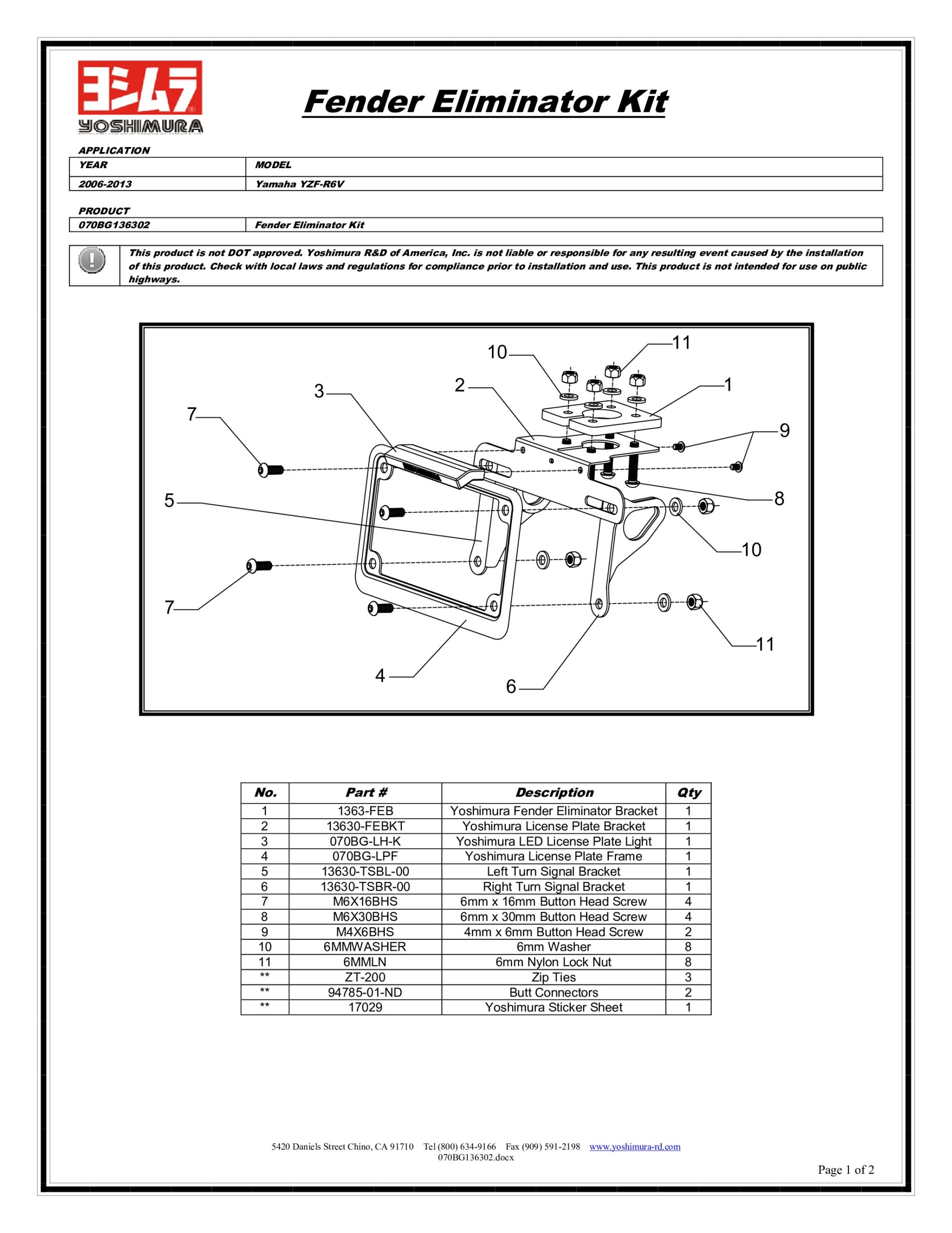 Yoshimura Fender Eliminator Fits 06-16 Yamaha R6 - Image 4
